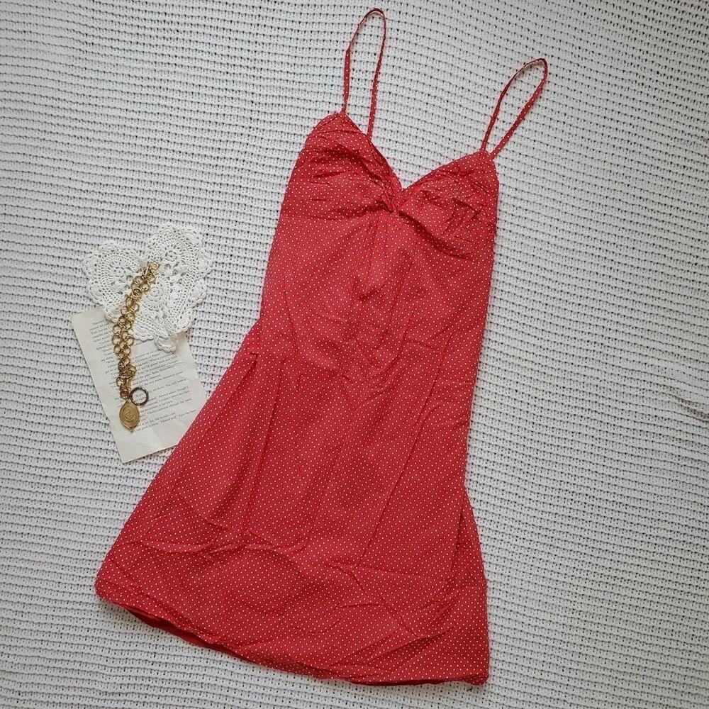 Y2k red polkadot babydoll style dress